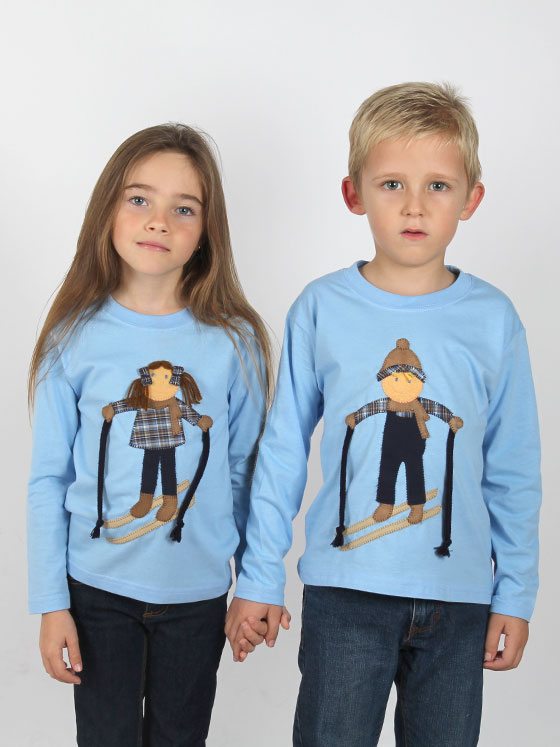 Camisetas para hermanos con camisetas de muñecos esquiadores